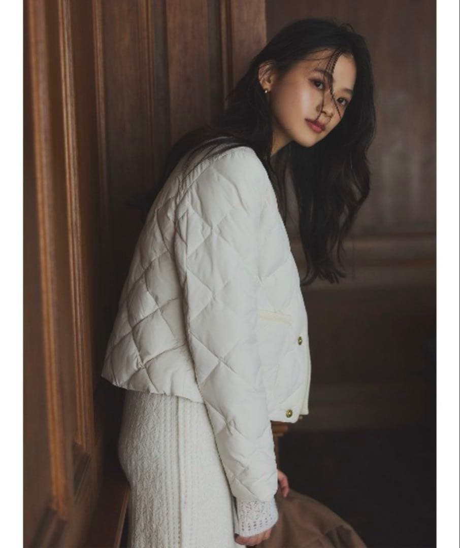 新品タグ付TAION×anuans ノーカラーキルティングショートダウン