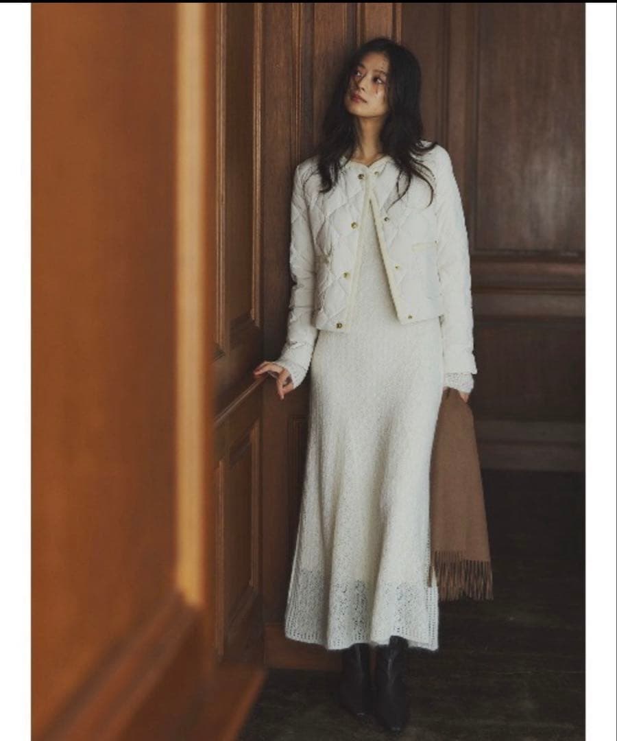 新品タグ付TAION×anuans ノーカラーキルティングショートダウン