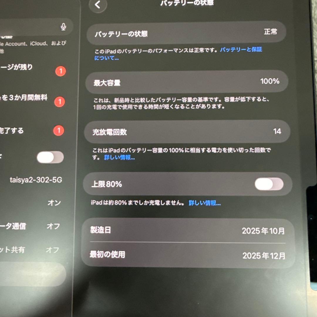 11インチiPad Pro M5 Wi‑Fi + Cellularモデル 1TB