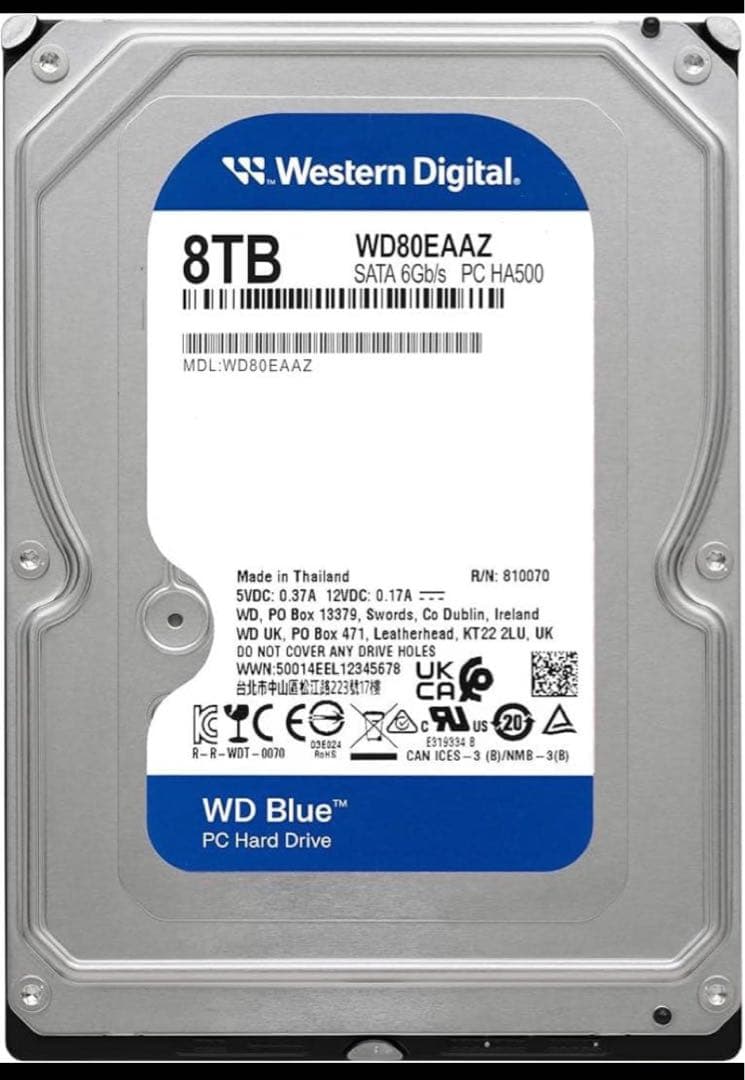 WD Blue 8TB WD80EAAZ 内蔵HDD 新品未開封