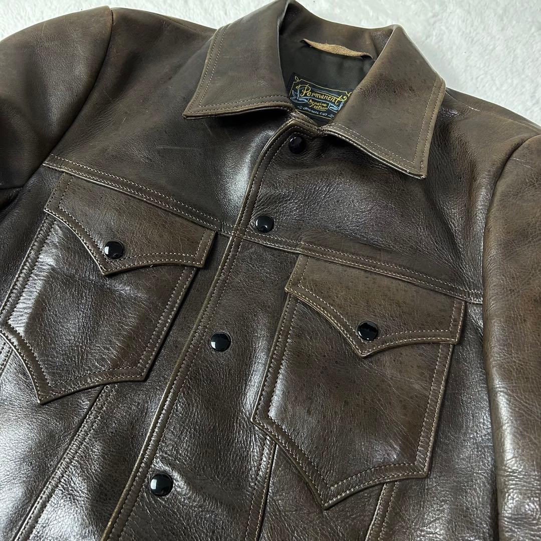 美品 PERMANENT GENUINE レザージャケット 牛革 3rd