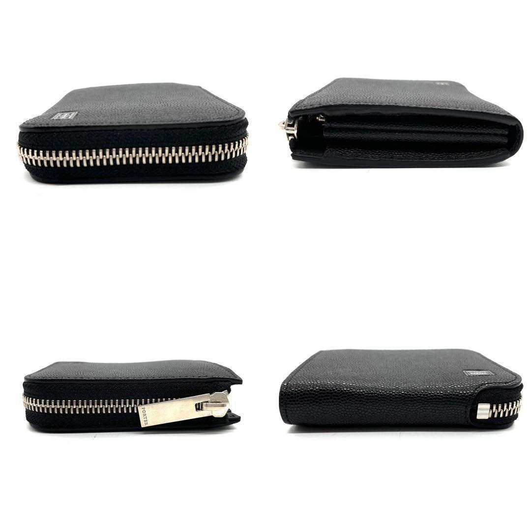 【未使用級】ポーター エイブル コンパクトウォレット ケース レザー 黒