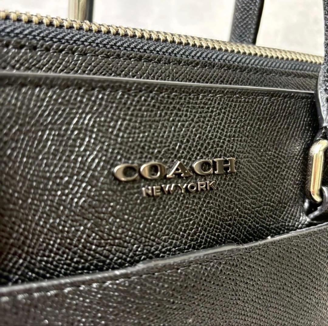 未使用級COACH コーチ メンズ ショルダー ビジネス レザー ブラック