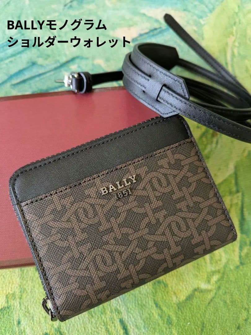 新品未使用★BALLY モノグラムショルダーウォレットケース