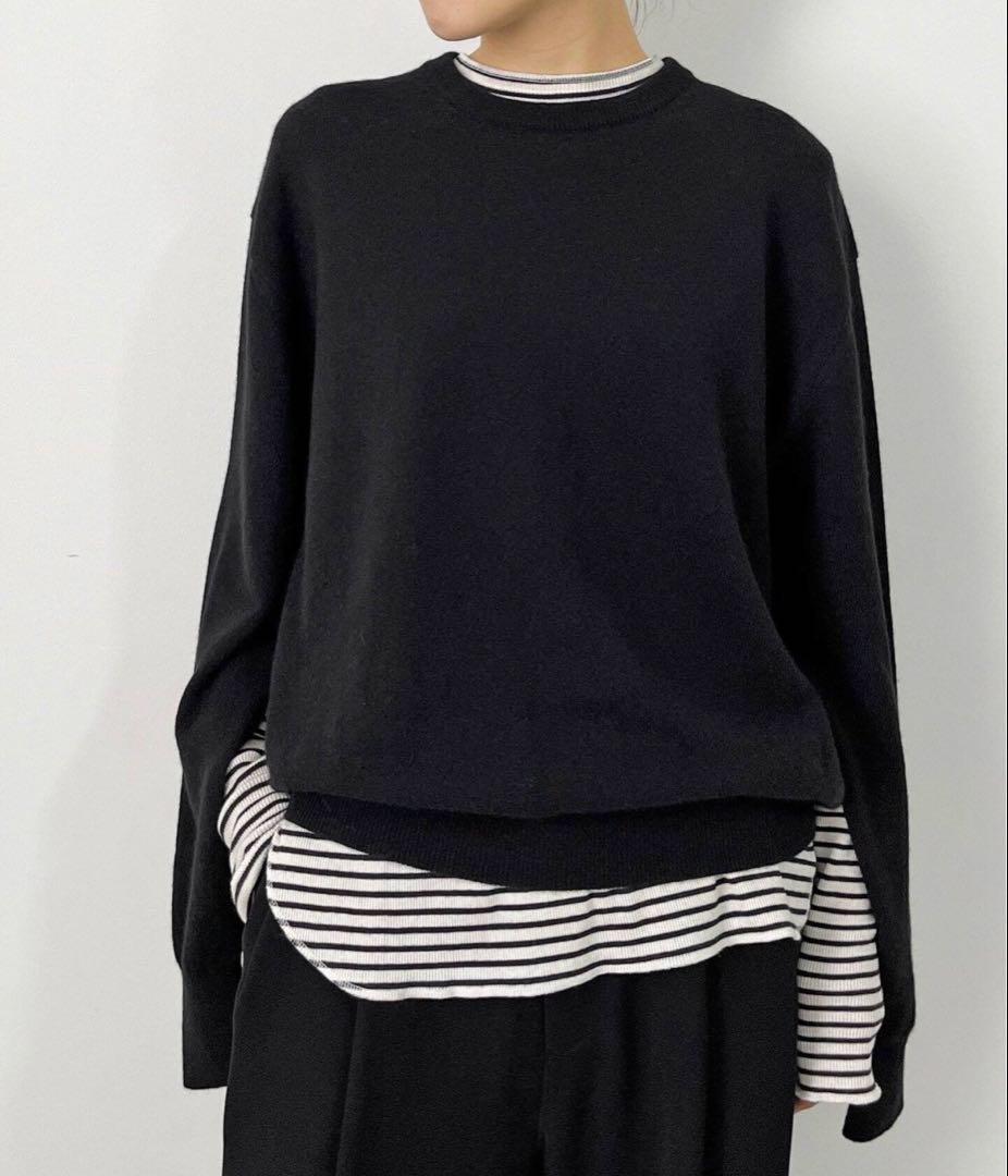 【アパルトモン】Cashmere C/N Poncho Knit ブラック