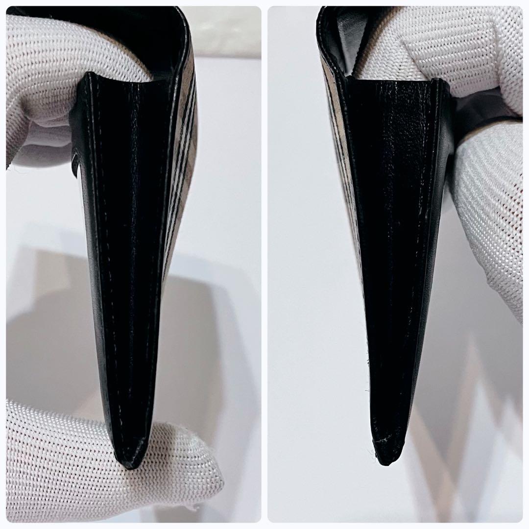 極美品 バーバリー ノバチェック ホースロゴ レザー キャンバス 名刺入れ