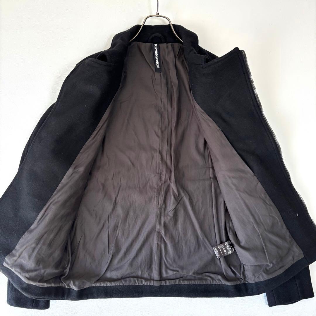 【美品】リップヴァンウィンクル ウール ライダースジャケット 4 L相当 黒