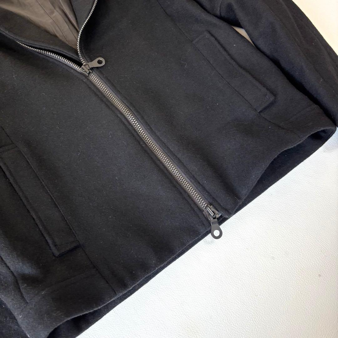 【美品】リップヴァンウィンクル ウール ライダースジャケット 4 L相当 黒
