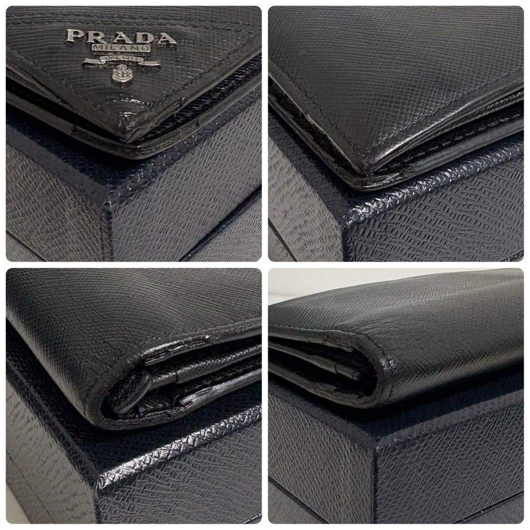 美品✨PRADA プラダ 長財布 二つ折り財布 サフィアーノ ブラック 黒