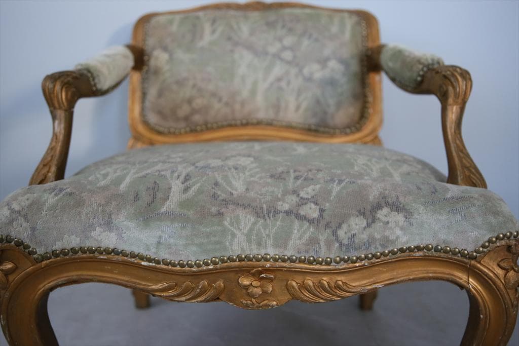 フランスアンティークアームソファ/サロンチェア/猫脚椅子イス(90-177-1)