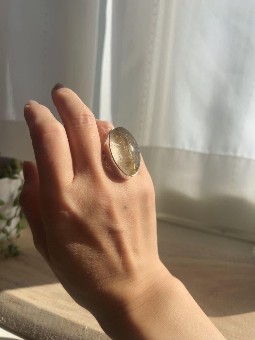 特別価格【新品】大きな　ルチルクォーツ　リング　13号