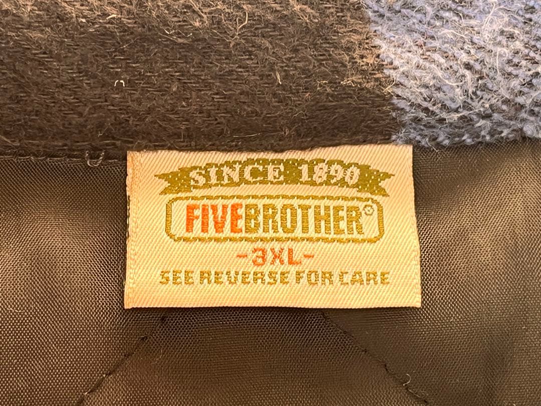 USA製！FIVE BROTHER ブロックチェック　裏キルト　ヴィンテージ