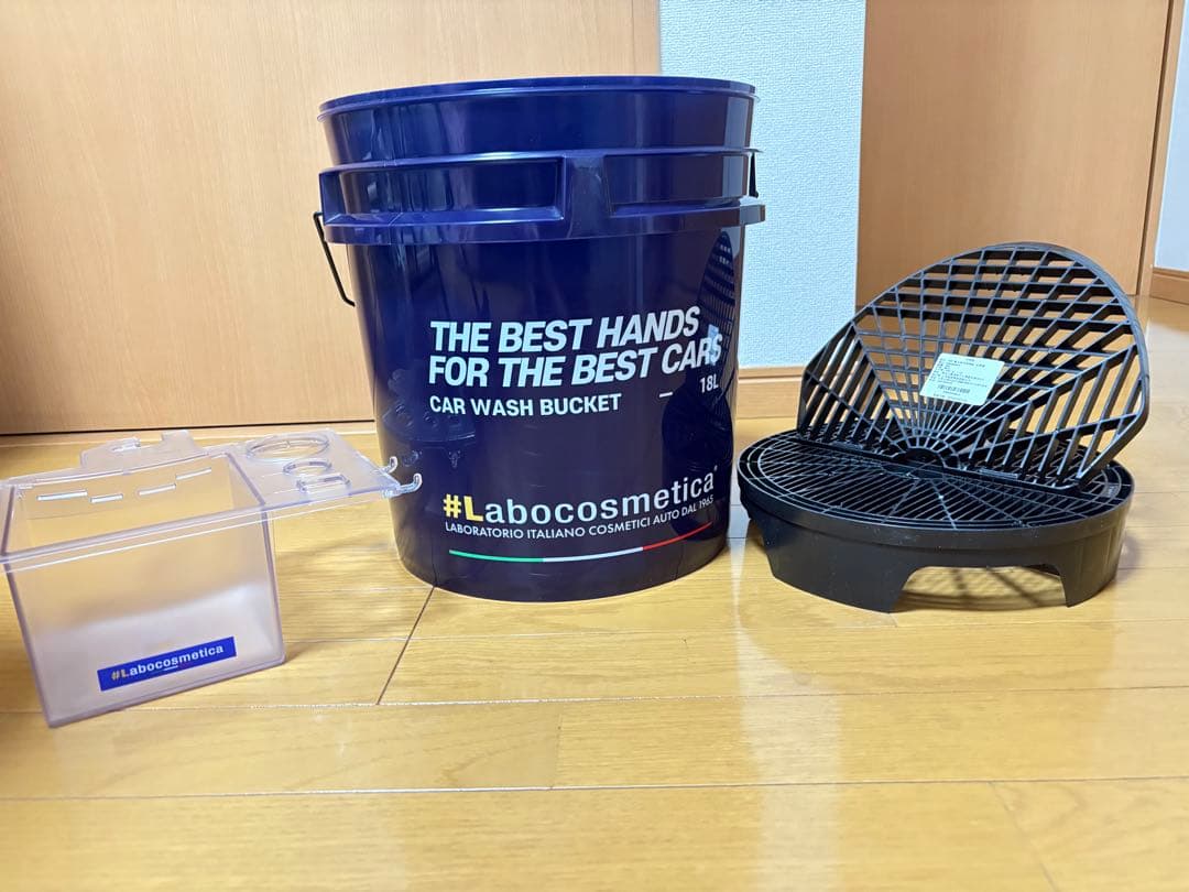 Labocosmetica 洗車バケツ18L＋サイドトレー＋フィルター2種セット