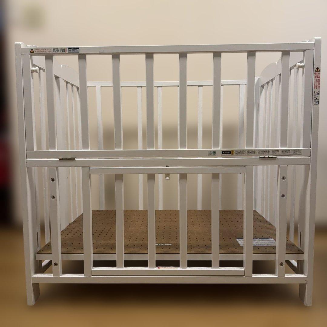 NtownKATOJI木製 ミニサイズベビーベッド 折りたたみ可能