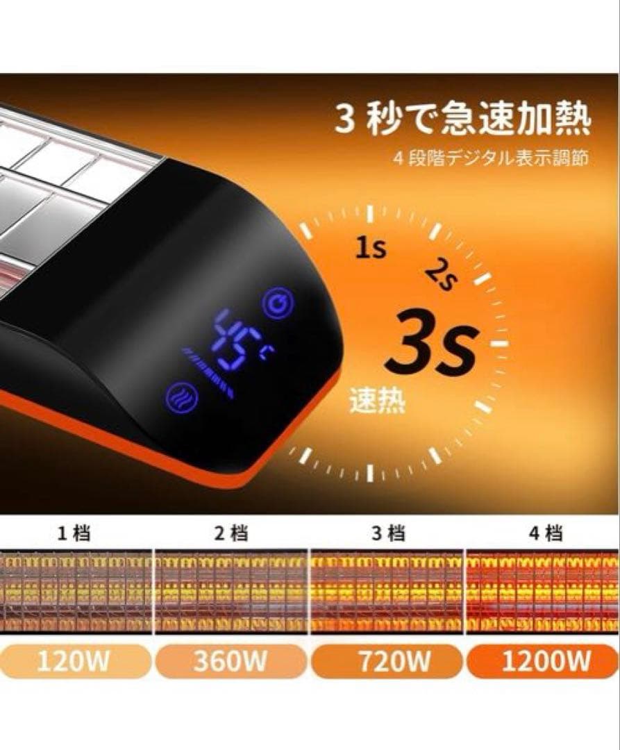 ZAPJQL ハロゲンヒーター 屋外ヒーター 1秒速暖 SF-106壁掛け