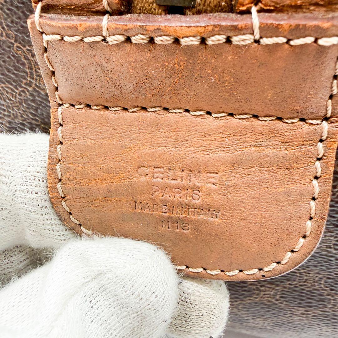 セリーヌ マカダム ボストンバッグ レザー トリンオフ 大容量 トラベル