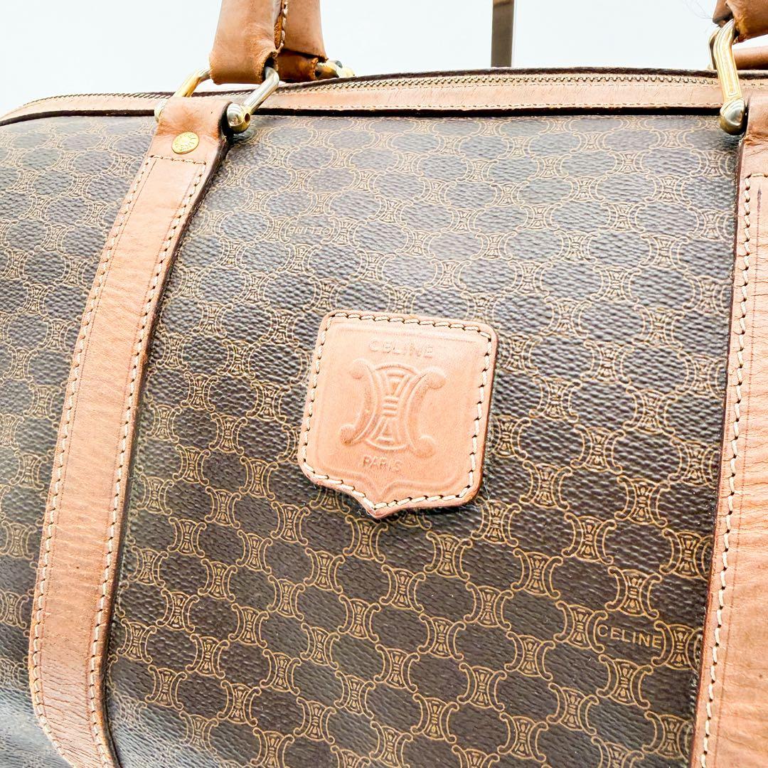 セリーヌ マカダム ボストンバッグ レザー トリンオフ 大容量 トラベル