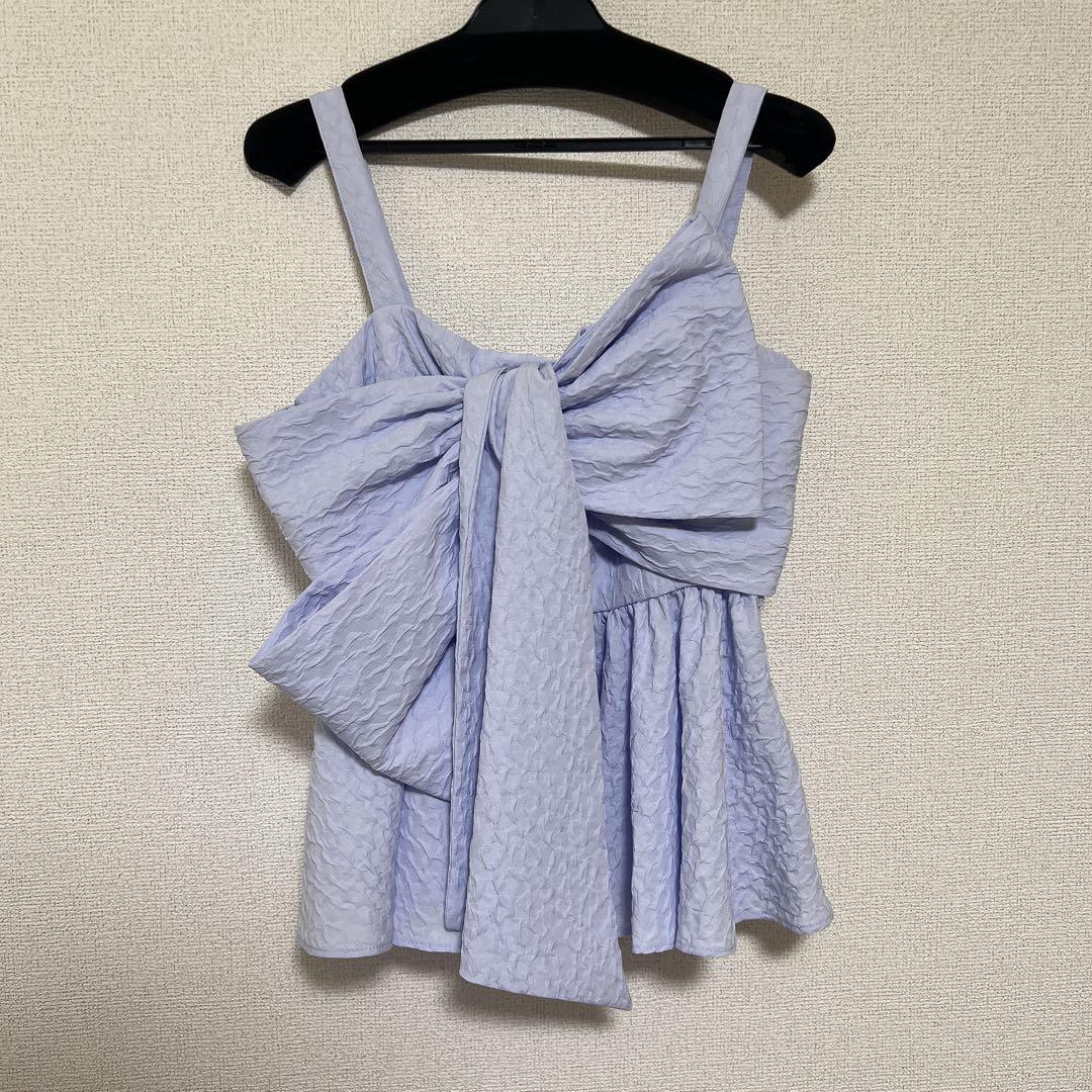 FRAY I.D ペプラムリボントップス ブルー