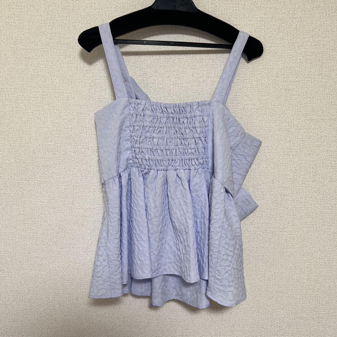 FRAY I.D ペプラムリボントップス ブルー