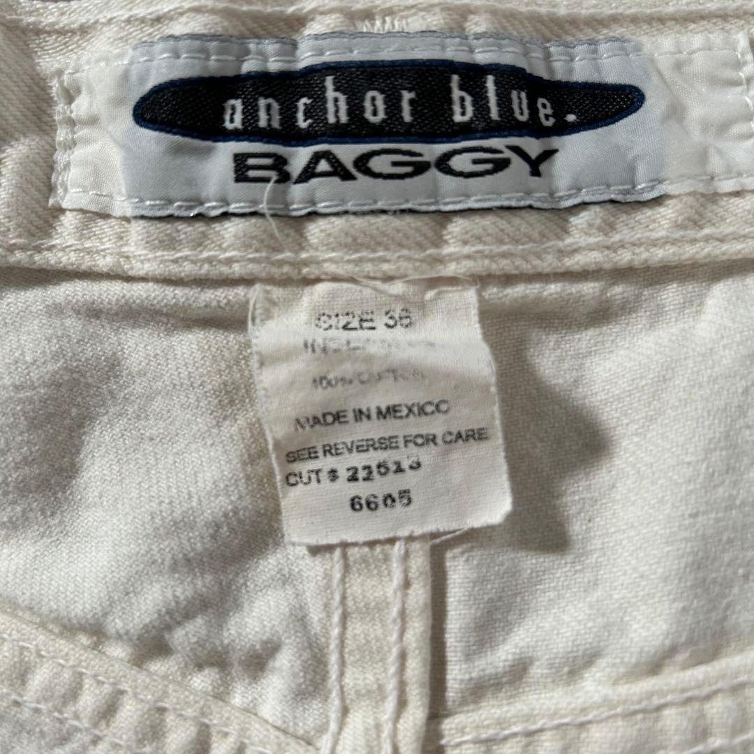 激レア 90s Anchor Blue バギーパンツ デニム W36 極太 白