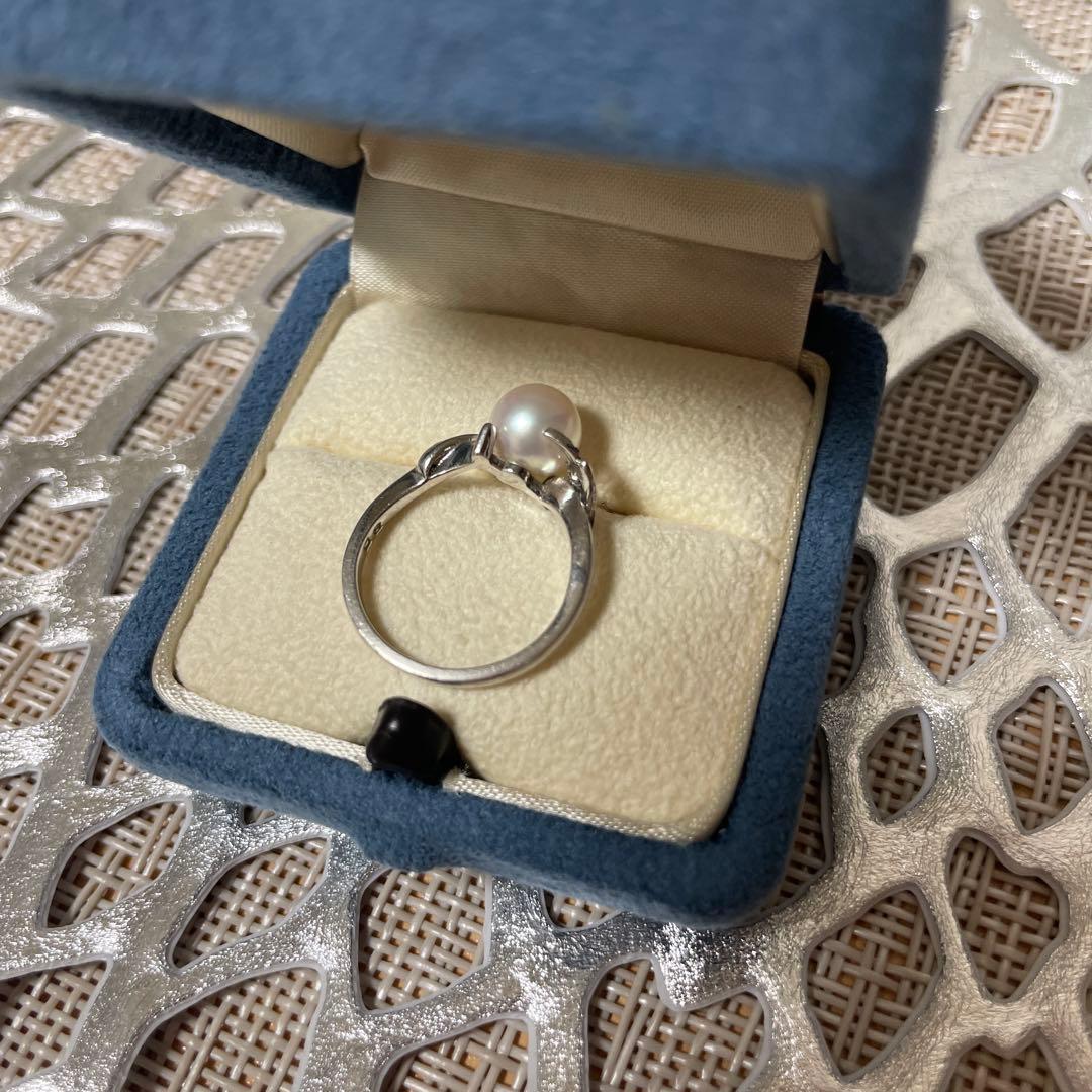 店舗にてクリーニング済　パール　リング　9号
