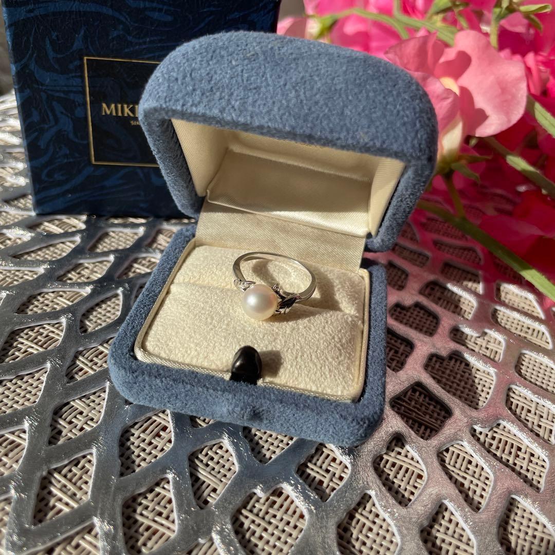 店舗にてクリーニング済　パール　リング　9号