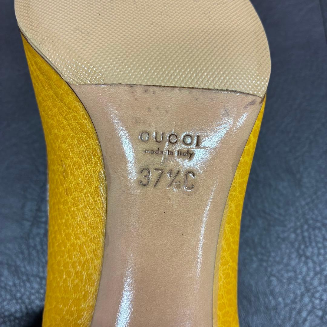 GUCCI／グッチ イエロー レザー パンプス バンブー
