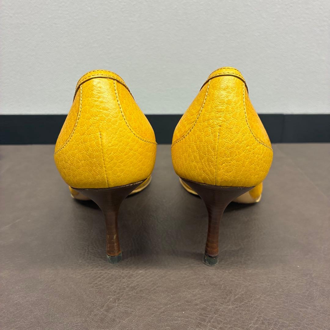 GUCCI／グッチ イエロー レザー パンプス バンブー