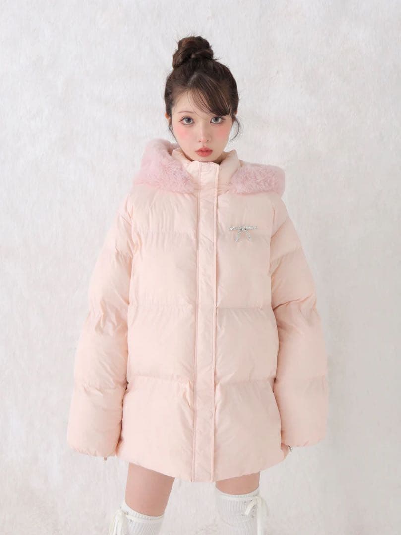 m me eme ダウン　ピンク