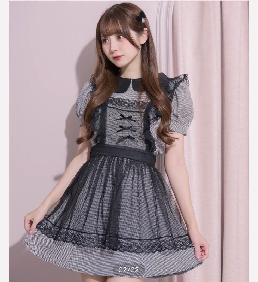 pium チュールエプロン付きドーリーミニワンピ