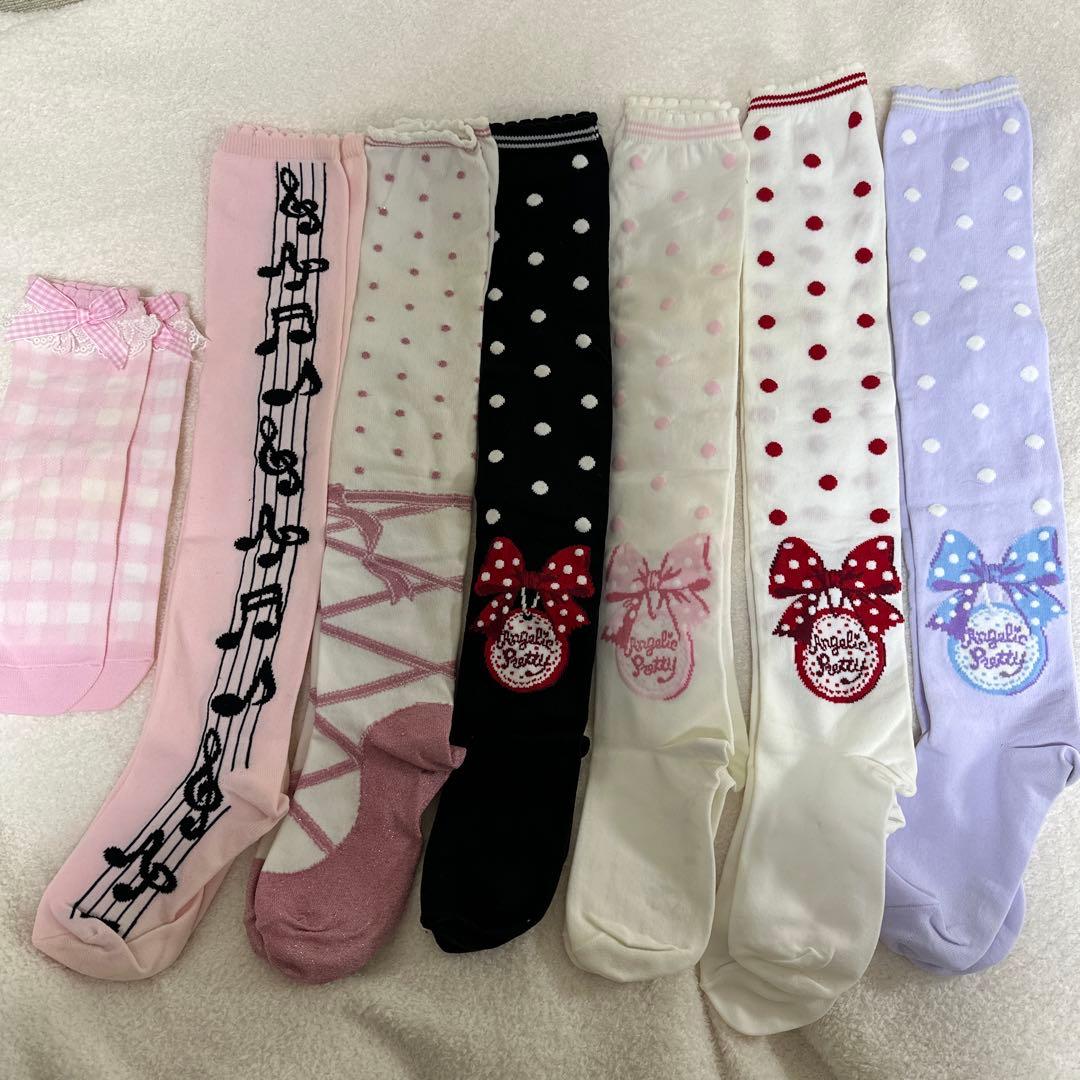 Pretty オーバーニ6足 クルー丈 ソックス 1足セット