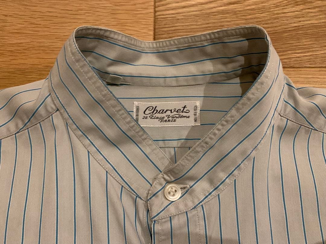 Charvet シャルべ スタンドカラー ストライプ シャツ 39