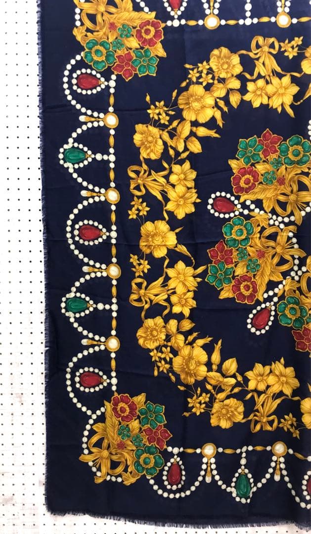 レトロ ユーロ アンティーク調 古着小物 花柄 超大判シアースカーフ ストール