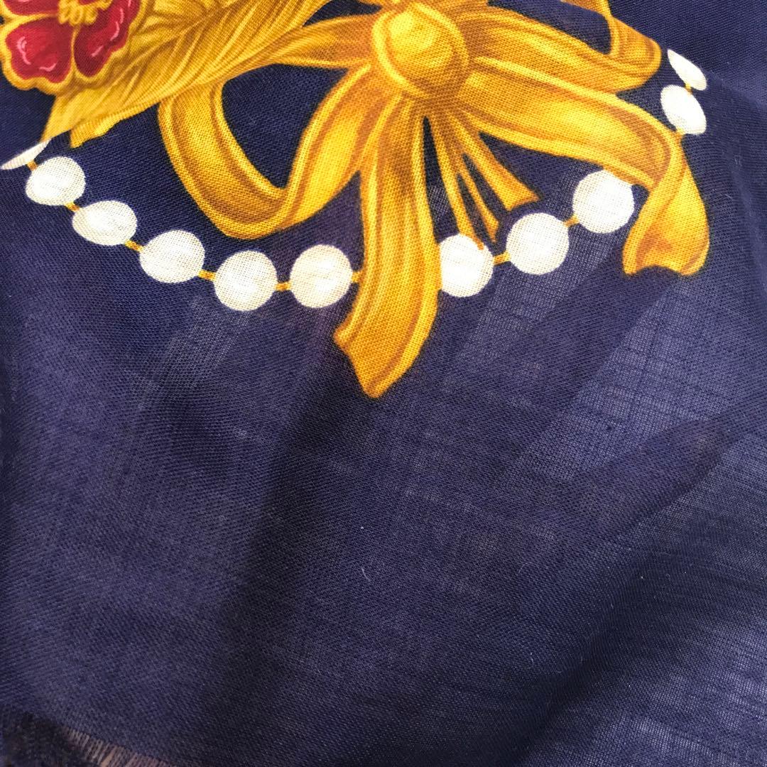 レトロ ユーロ アンティーク調 古着小物 花柄 超大判シアースカーフ ストール