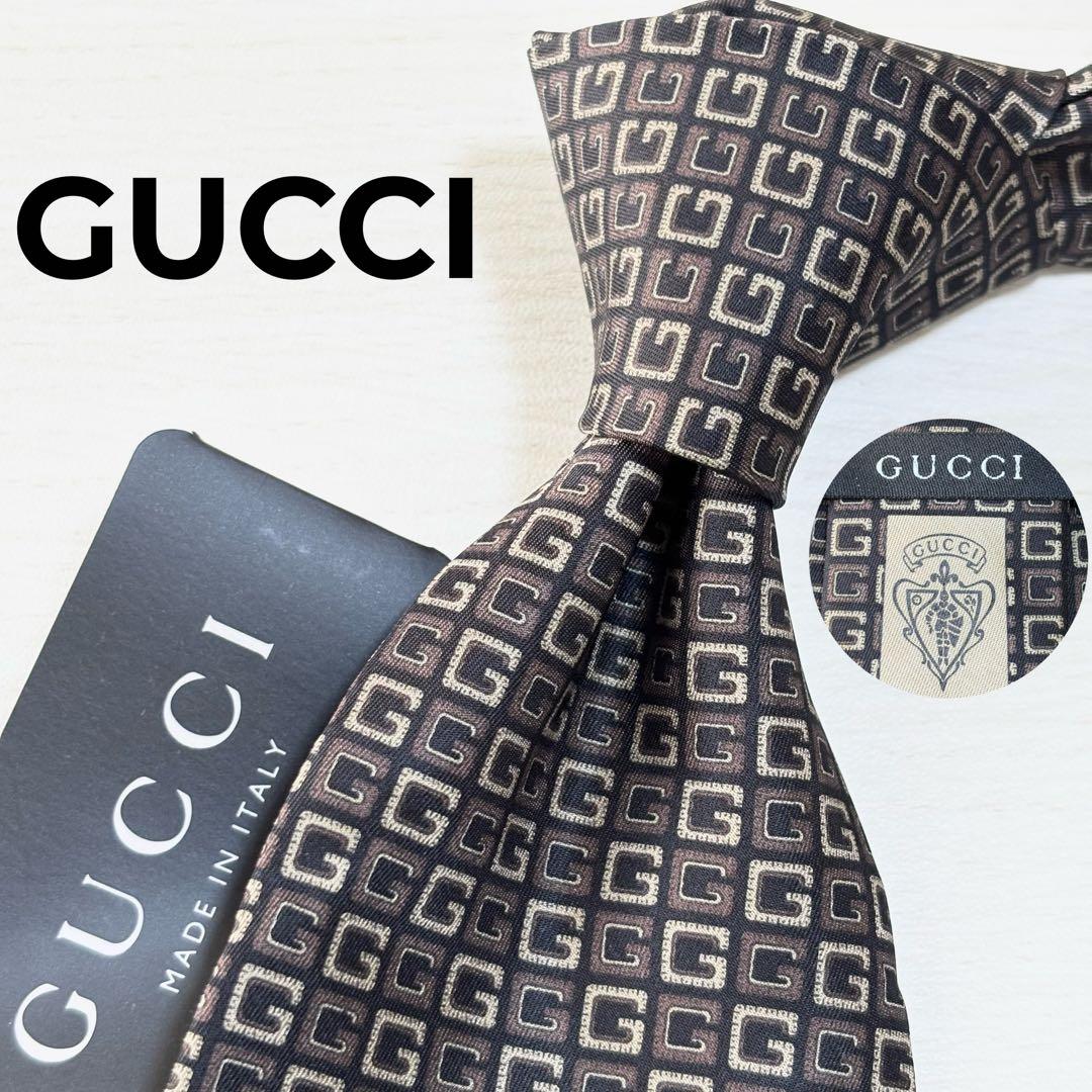 GUCCI グッチ 新品未使用 タグ付き シルクネクタイ GGロゴ ブラック