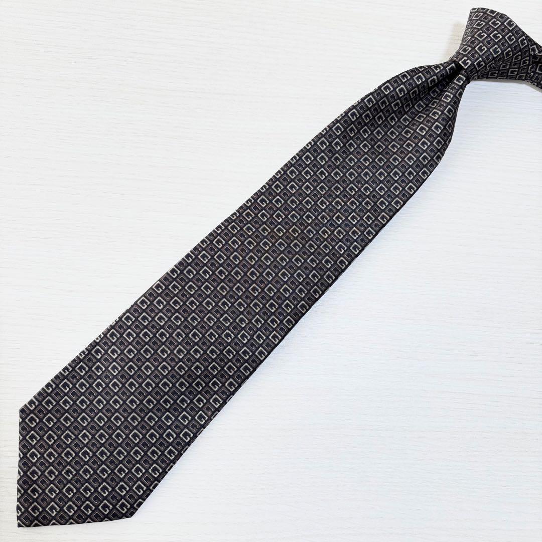 GUCCI グッチ 新品未使用 タグ付き シルクネクタイ GGロゴ ブラック