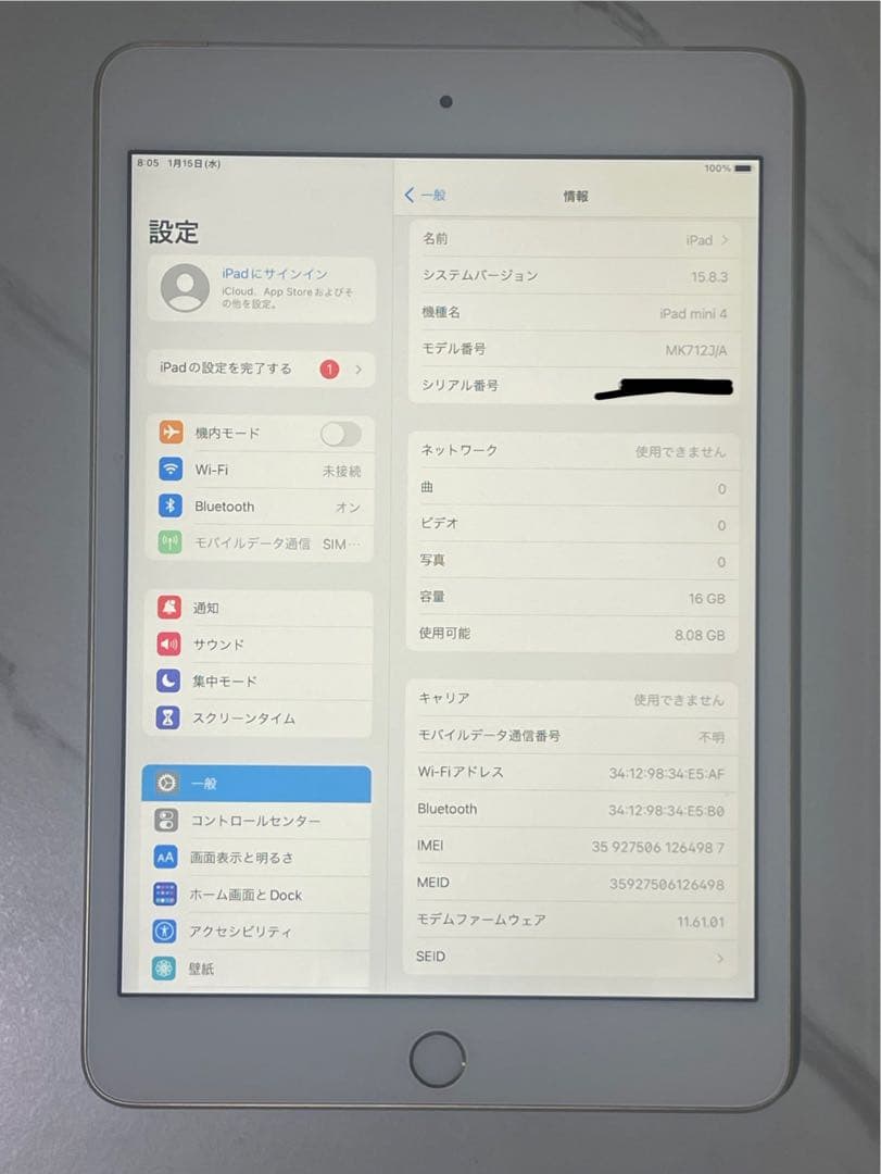 Apple iPad mini 4 ゴールド 16GB GPS+Cellular