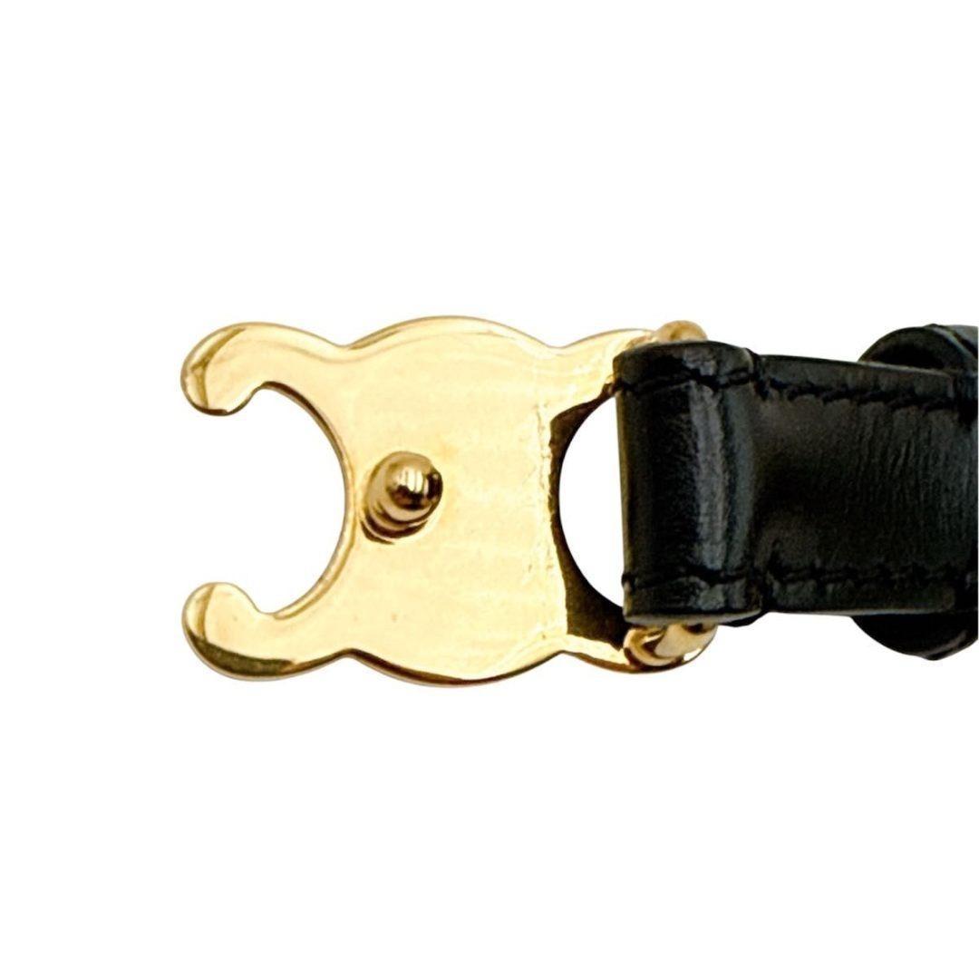 【Y2128K】【極美品】セリーヌ トリオンフ ベルト ブラック レザー