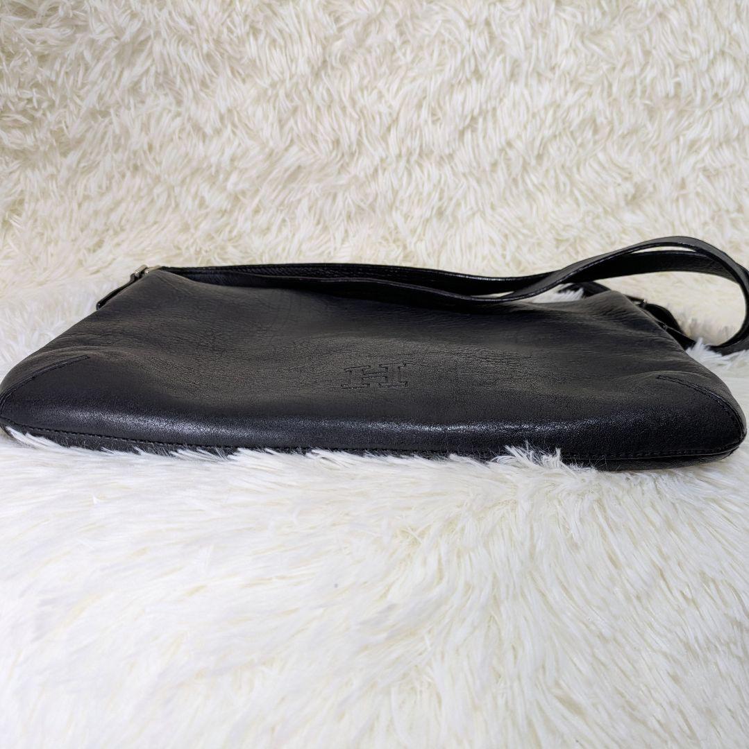 ヒロフ HIROHU 2way シボ加工　レザー ショルダーバッグ　ブラック