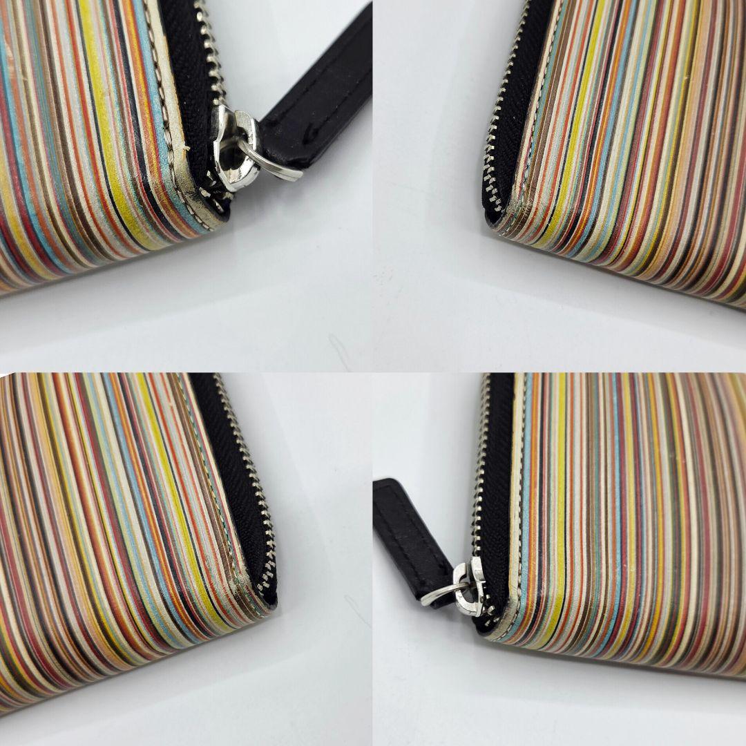Paul Smith 長財布 マルチストライプ ラウンドファスナー 多収納