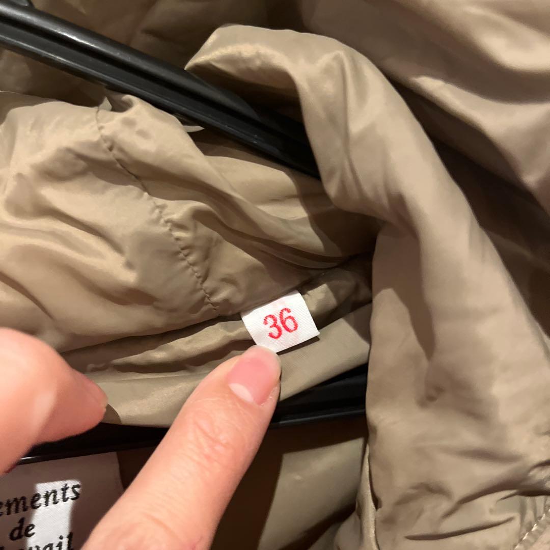 DANTON ナイロンタフタミドルダウンフーデッドコート　ベージュ　36