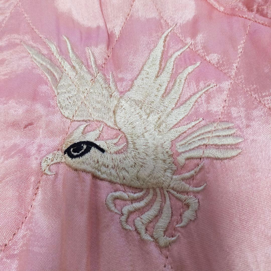 80S 90S　別珍×キルティングサテン　スカジャン　リバーシブル　虎鷲刺繍