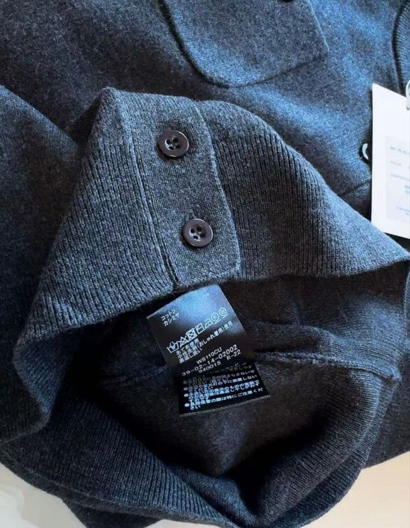 未使用品CABaN コットンカシミヤ クルーネックカーディガン チャコール S