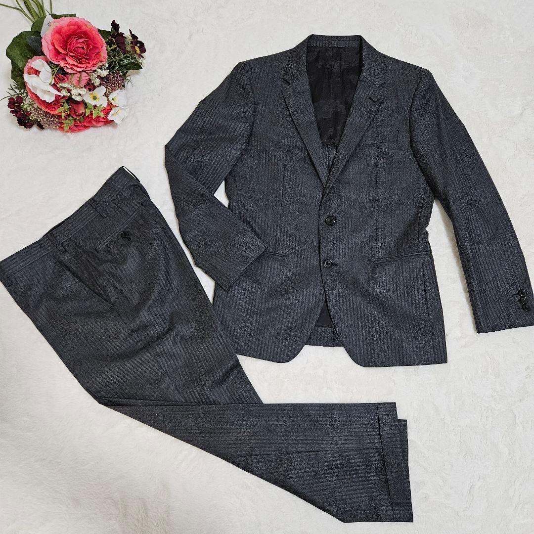 ✨極美品 タケオキクチ スーツ セットアップ グレー ストライプ ウール 3