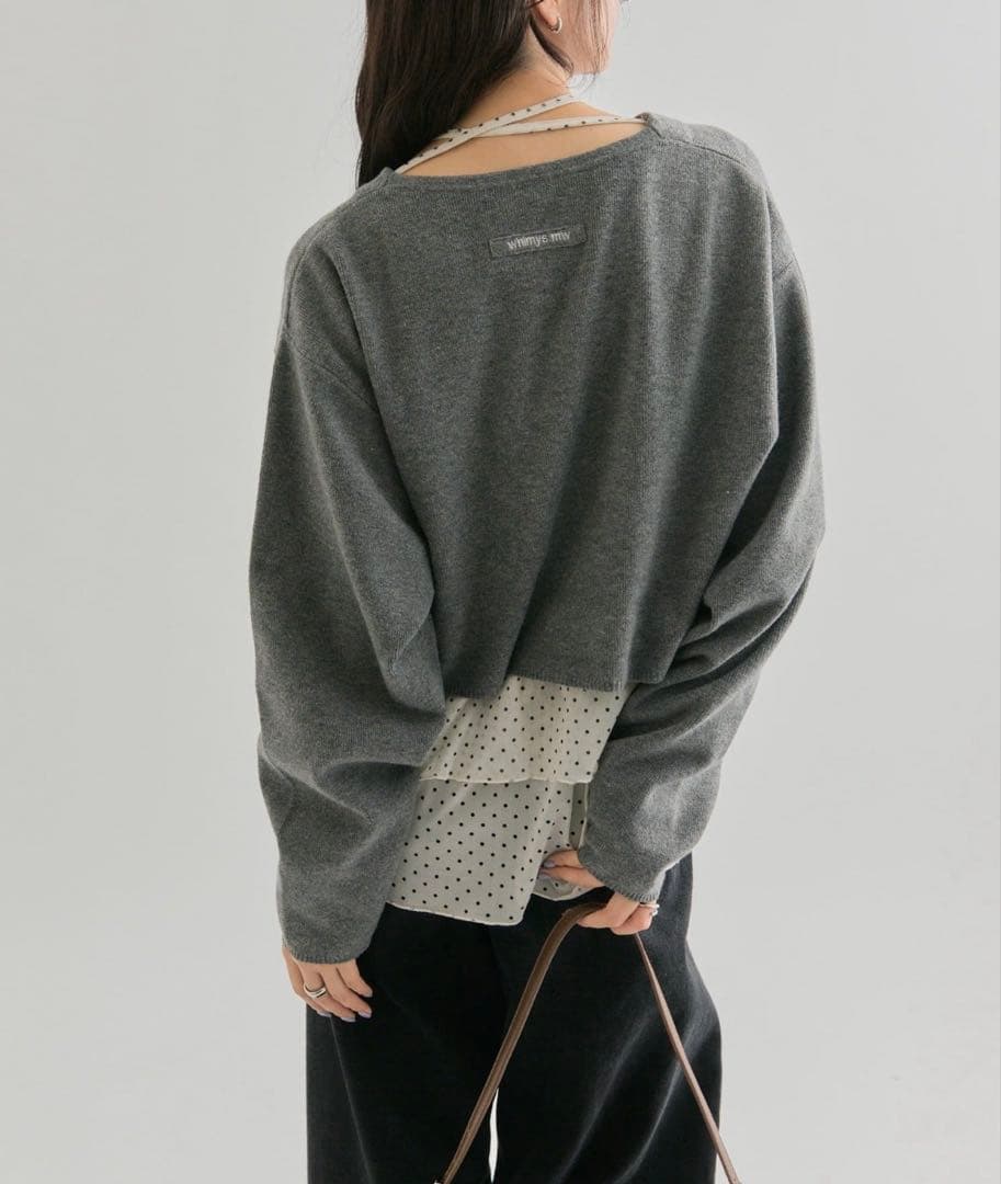 mystic ドットティアードプルオーバー　Vネックカーディガン　セット