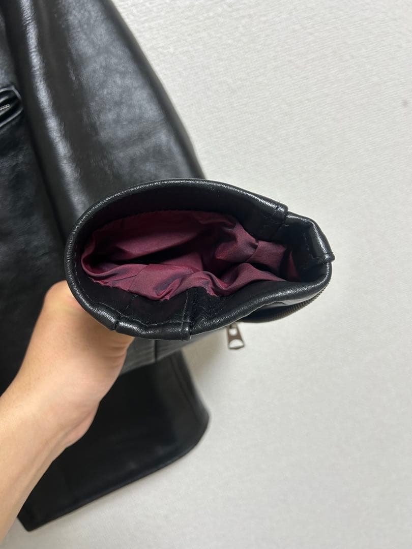 641XXH ブラックレザーシングルライダースジャケット