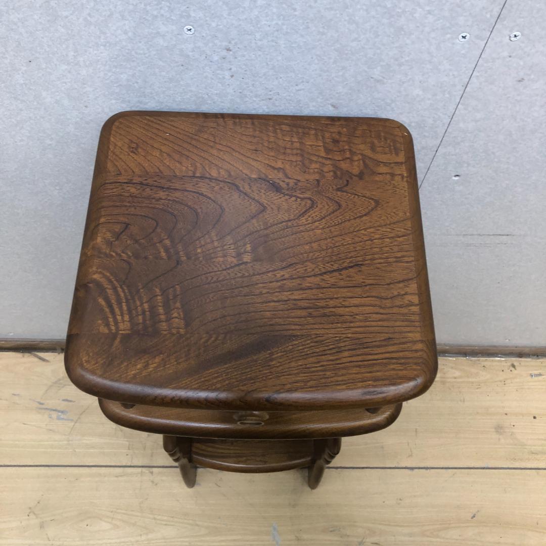 美品 カリモク 電話台 オールドカリモク アンティーク 88192-1-③