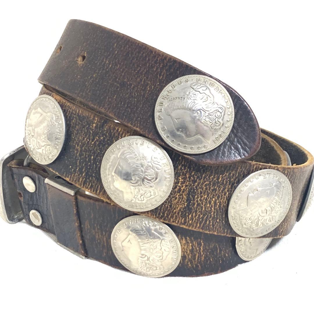 00s 13連 モルガン コンチョ レザーベルト ヴィンテージ Y2K