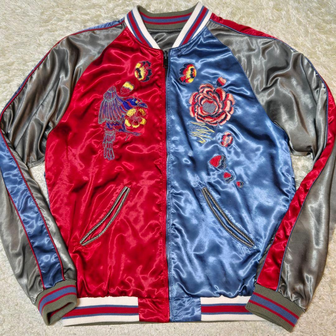 美品　DIESEL　ディーゼル 　花/鯉　リバーシブル スカジャン　L　刺繍