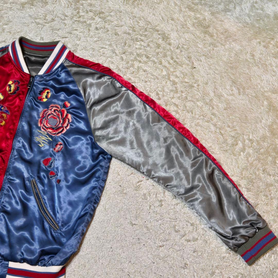 美品　DIESEL　ディーゼル 　花/鯉　リバーシブル スカジャン　L　刺繍